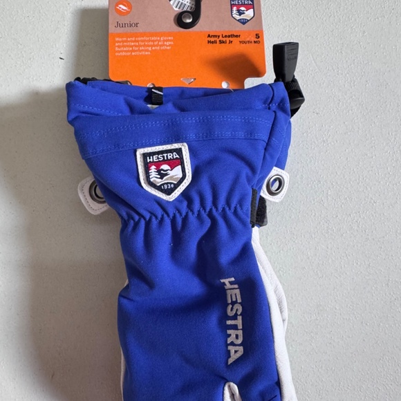 Hestra Army Leather Heli Ski Jr. Mitt Royal Blue Youth Size 5 NWT - Picture 3 of 5
